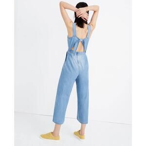 Madewell Denim Apron Bow-Back Jumpsuit Size 2